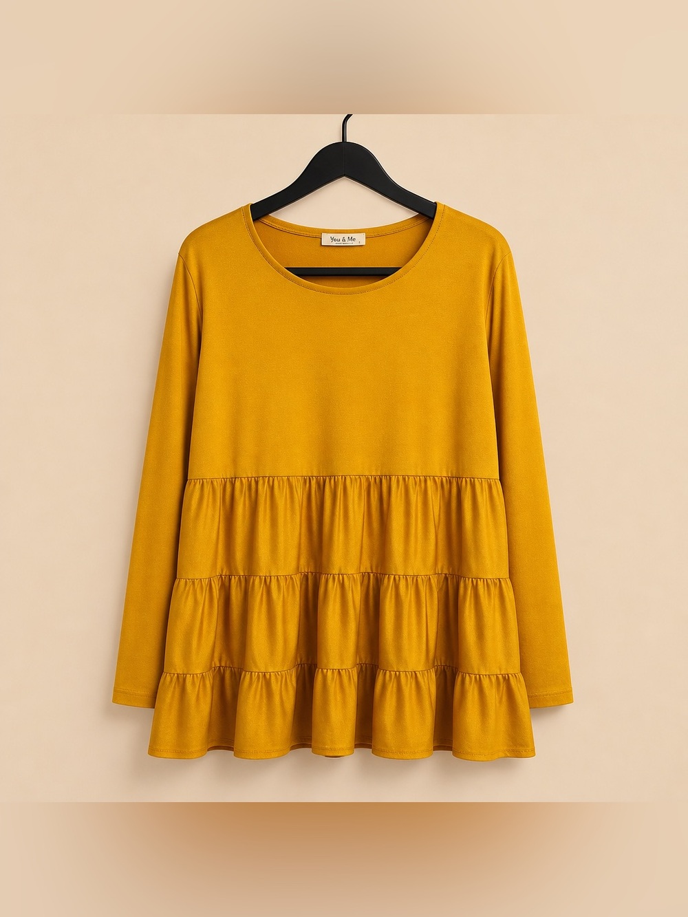 You & Me 1x brand mustard-yellow tiered tunic top